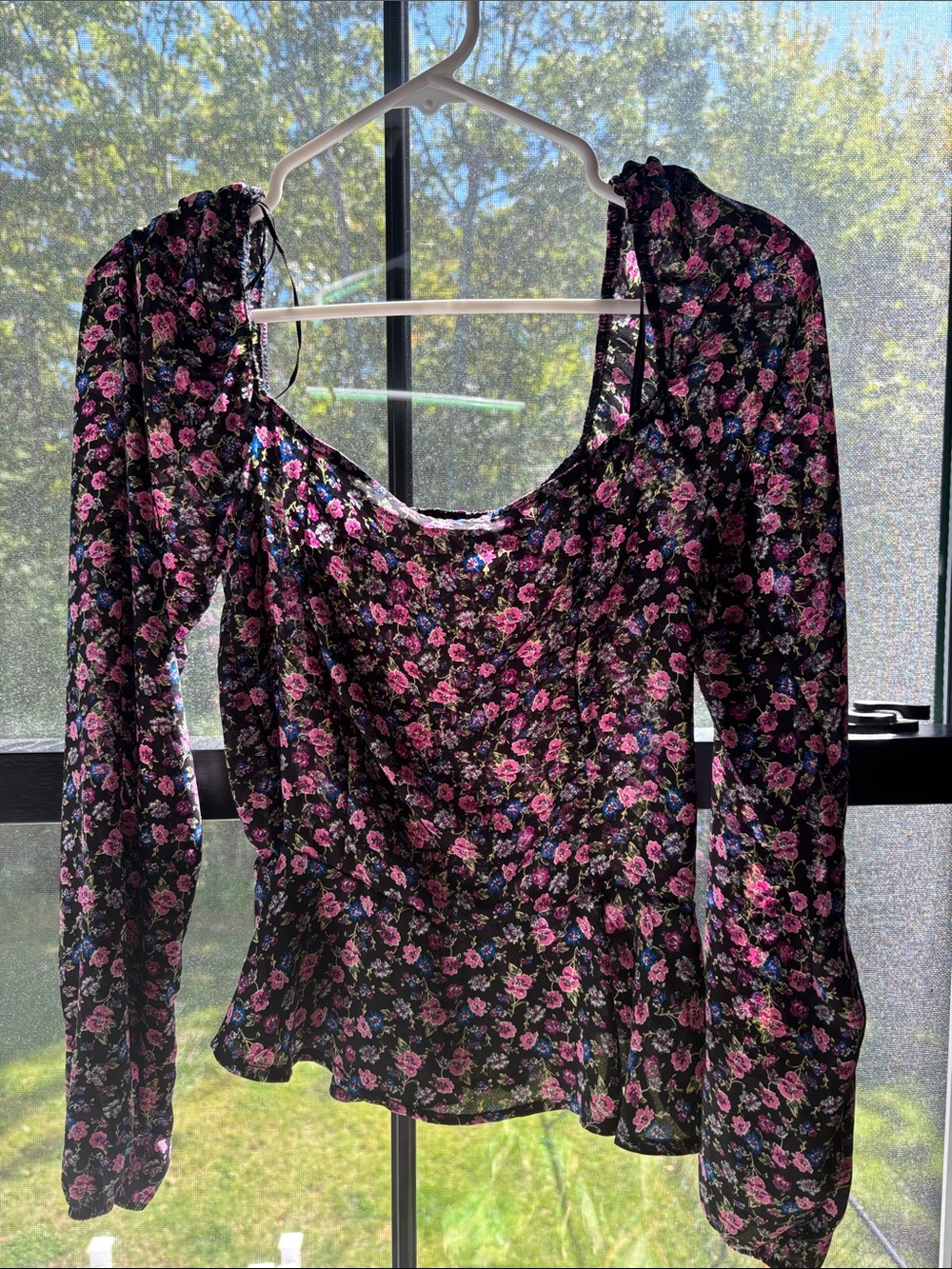 Women's Floral Long Sleeve Peplum Top